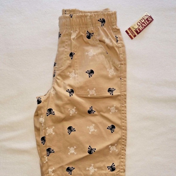Open Trails Khaki Tan Boys Skulls Shorts S 5/6 - Picture 4 of 4